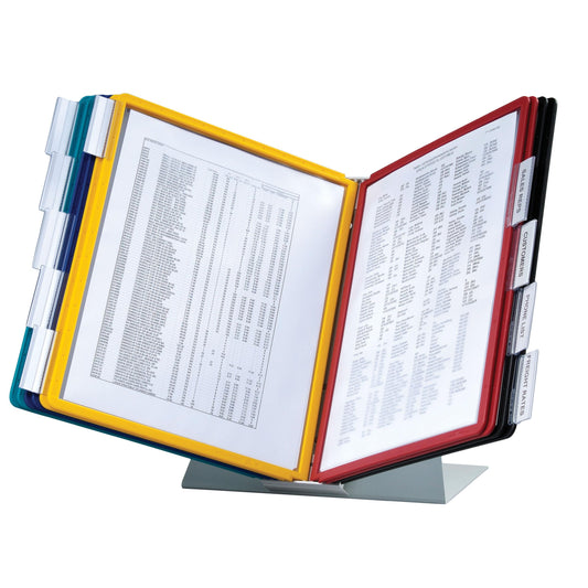 Durable VARIO 20 Pocket Desktop Reference System - Letter Size 10 Double-Sided Panels - Assorted Color Borders