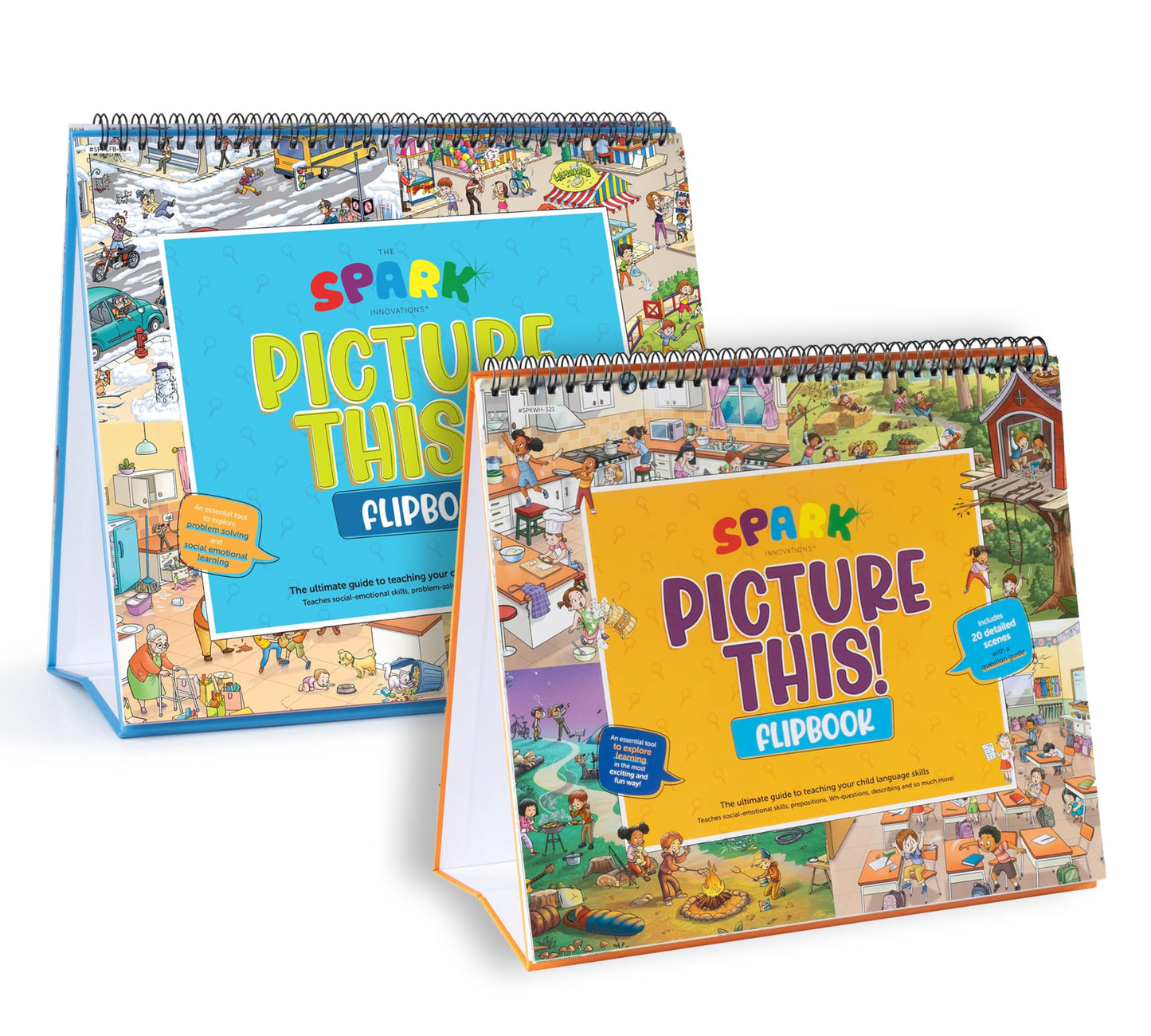 SPARK INNOVATIONS Picture Cards and Emotion Book, SEL Story Cards, Homeschool, Autism Activity, Educational Busy Book, Speech Therapy Materials (Picture This 1 & 2)