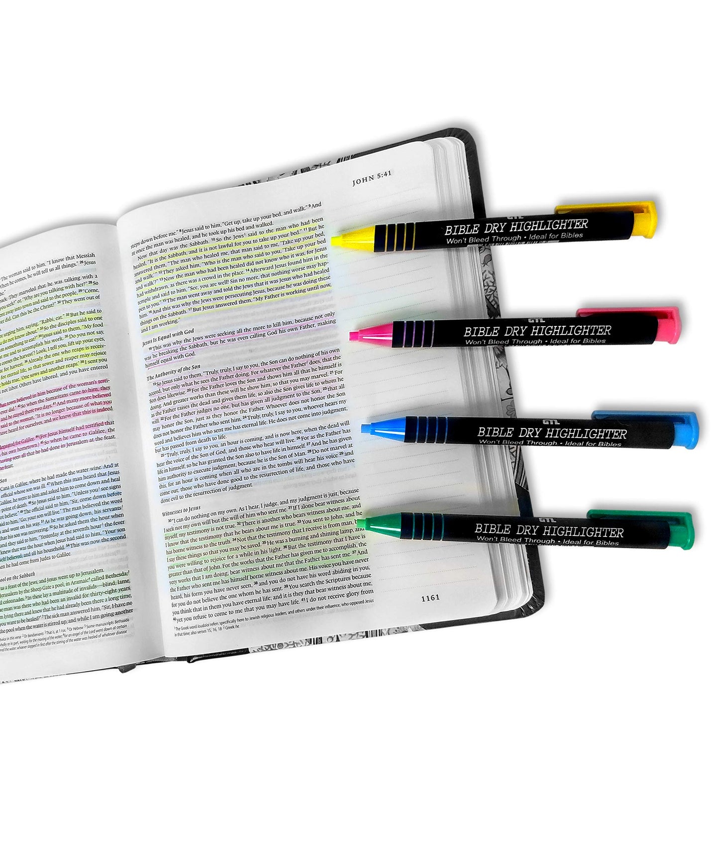 G.T. Luscombe Company, Inc. Bible Dry Highlighting Kit | No Bleed Eco-Friendly Refillable Dry Highlighters | No Sharpening | No Smearing or Fading | Yellow, Blue, Pink, Green (Set of 4)
