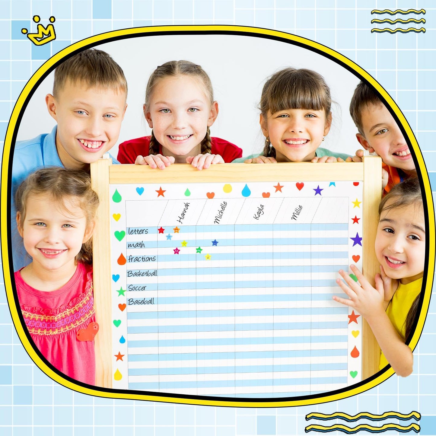 Ctosree 12 Pcs 17"x 22" Incentive Chart Multicolor Laminated Dry Erase Reward Chores Chart with 5 Pcs Reward Sticker(Cute Style,White Background)