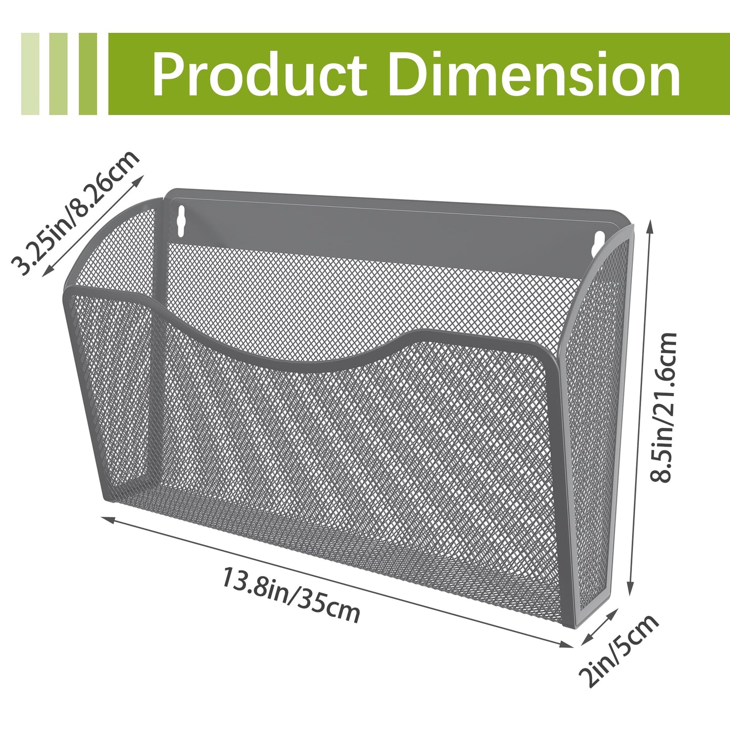 EasyPAG Wall File Organizer 3 Pack, Hanging File Organizer Wall Mount, Metal Mesh Folder Holder for Letter/A4 Papers, Mail Sorter for Office, Classroom, Home, Silver