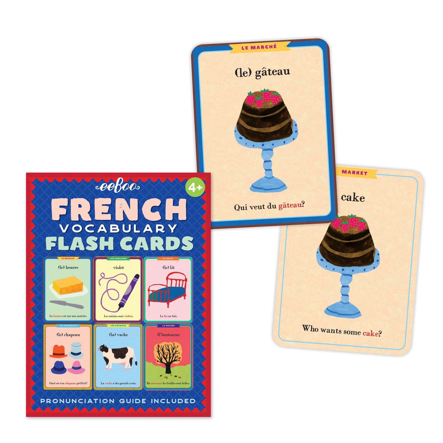 eeBoo: French Vocabulary Flash Cards, Learn French, Imaginative Problem Solving, Educational Games that Cultivates Conversation, Socialization, and Skill-Building, Perfect for Ages 4 and up