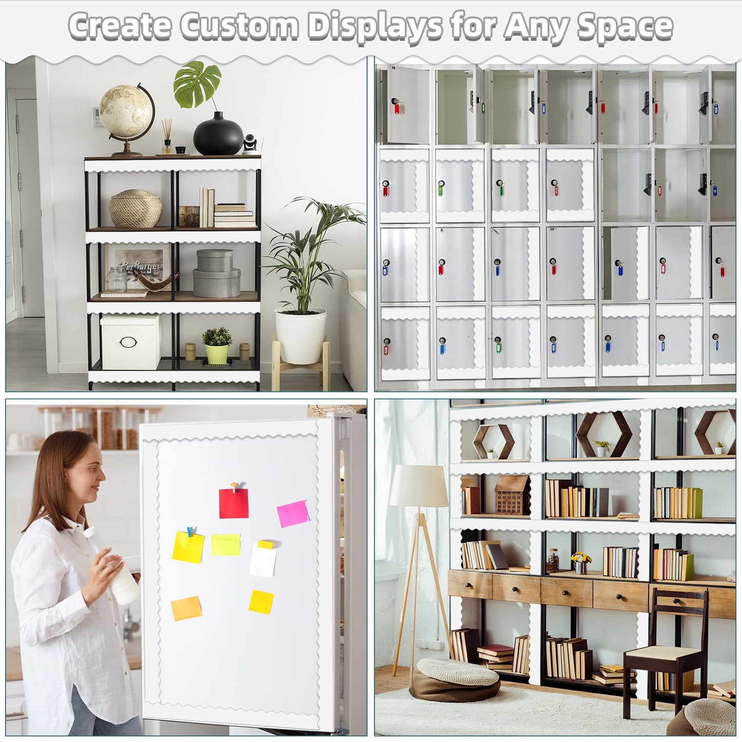 30 Pcs Magnetic Borders for Classroom Whiteboard - White Magnetic Bulletin Board Border Set - Scalloped Chalkboard Border Strips for Teachers, Parents, DIY Home,School & Office Decoration