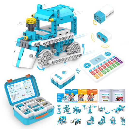 WhalesBot D3 Pro 12-in-1 STEM Wecode Pad Coding Robot Kit for Kids, 388-Piece Educational Building Set with Interactive Storytelling, Ideal Toy for Boys & Girls Ages 6-8
