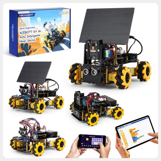 4-in-1 ESP32 Smart Camera Solar Robot Car, 4WD Remote Control Car Robotics Kit for 8-12 12-16+ Kids Teens, Electronics Programming STEM Toy Science Coding Kit Compatible with Arduino/Scratch/Phython