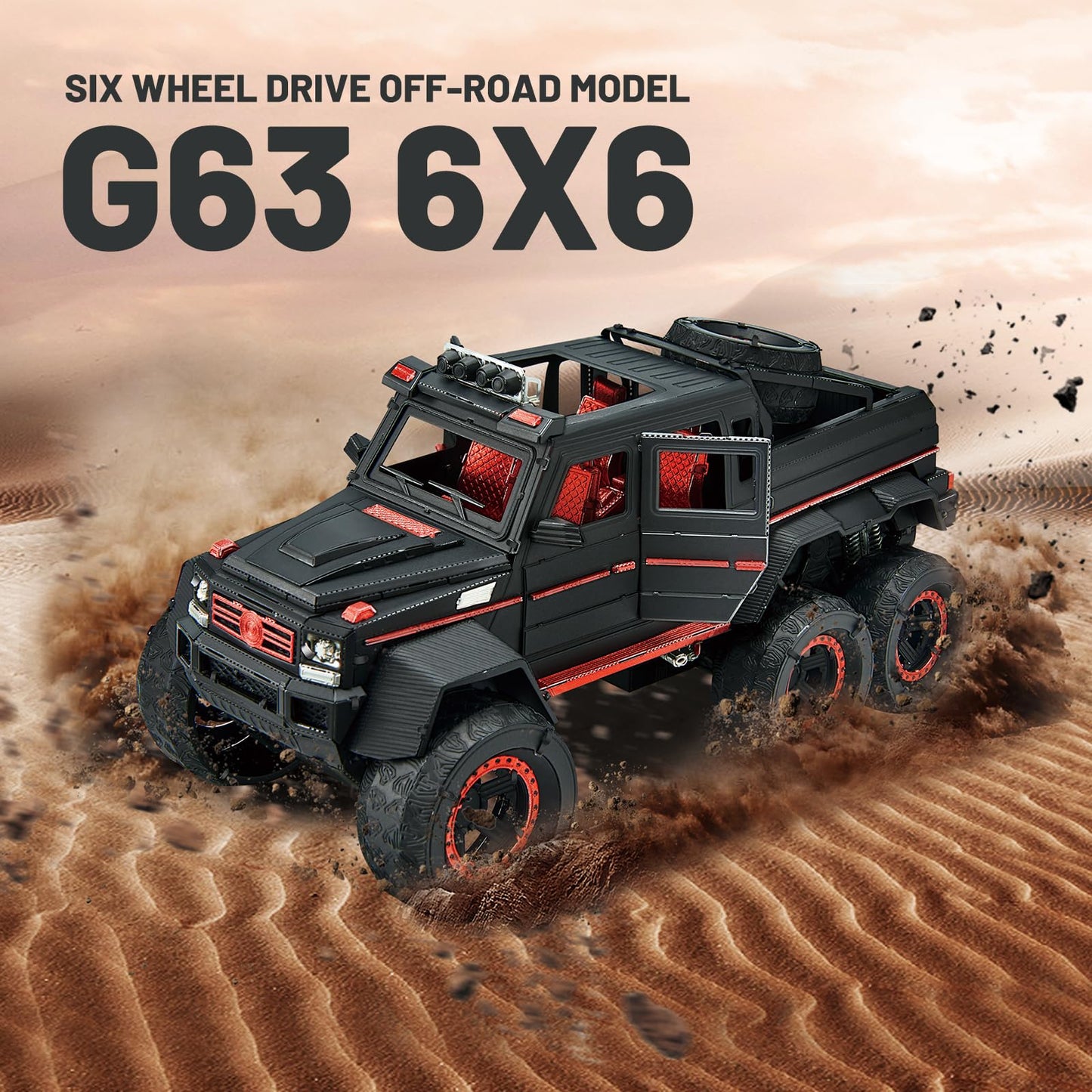 Piececool 3D Metal Puzzles for Adults, Luxury Model Truck 6X6 Off-Road Vehicle SUV Model Kit to Build for Men Hobbies Great Birthday Gifts