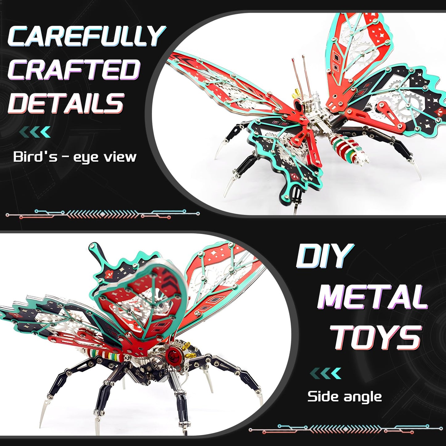 3D Metal Model Kits, Mechanical Butterfly 3D Metal Puzzle,Steel Series DIY Brain Teasers Simple 3D Puzzles Home Decor Art Craft Gifts Toys for Adult