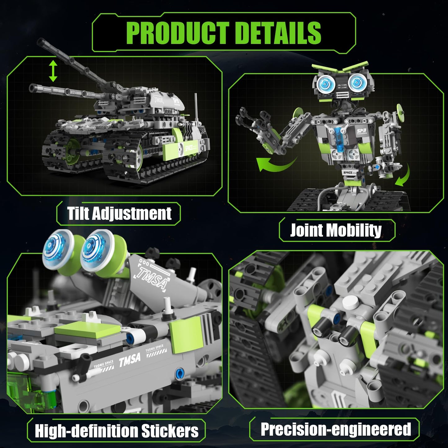 HPROMOT STEM Robot Building Sets for Kids Ages 8-16, 5-in-1 Remote Control and APP Robot Toys, 757 Pcs DIY Building Science Educational Kit, Building Block Birthday Present for Teen Boys and Girls
