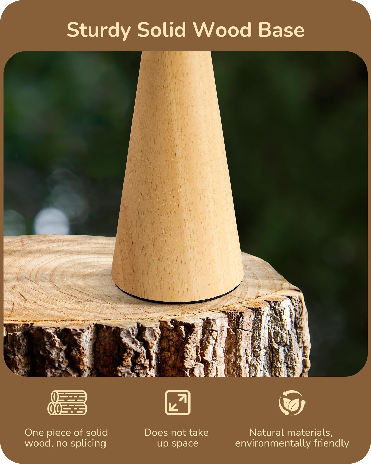 EDISHINE Small Table Lamp, Wooden Bedside Lamp with Iron Lampshade, Light Wood Color, E26 Socket, ON-Off Switch