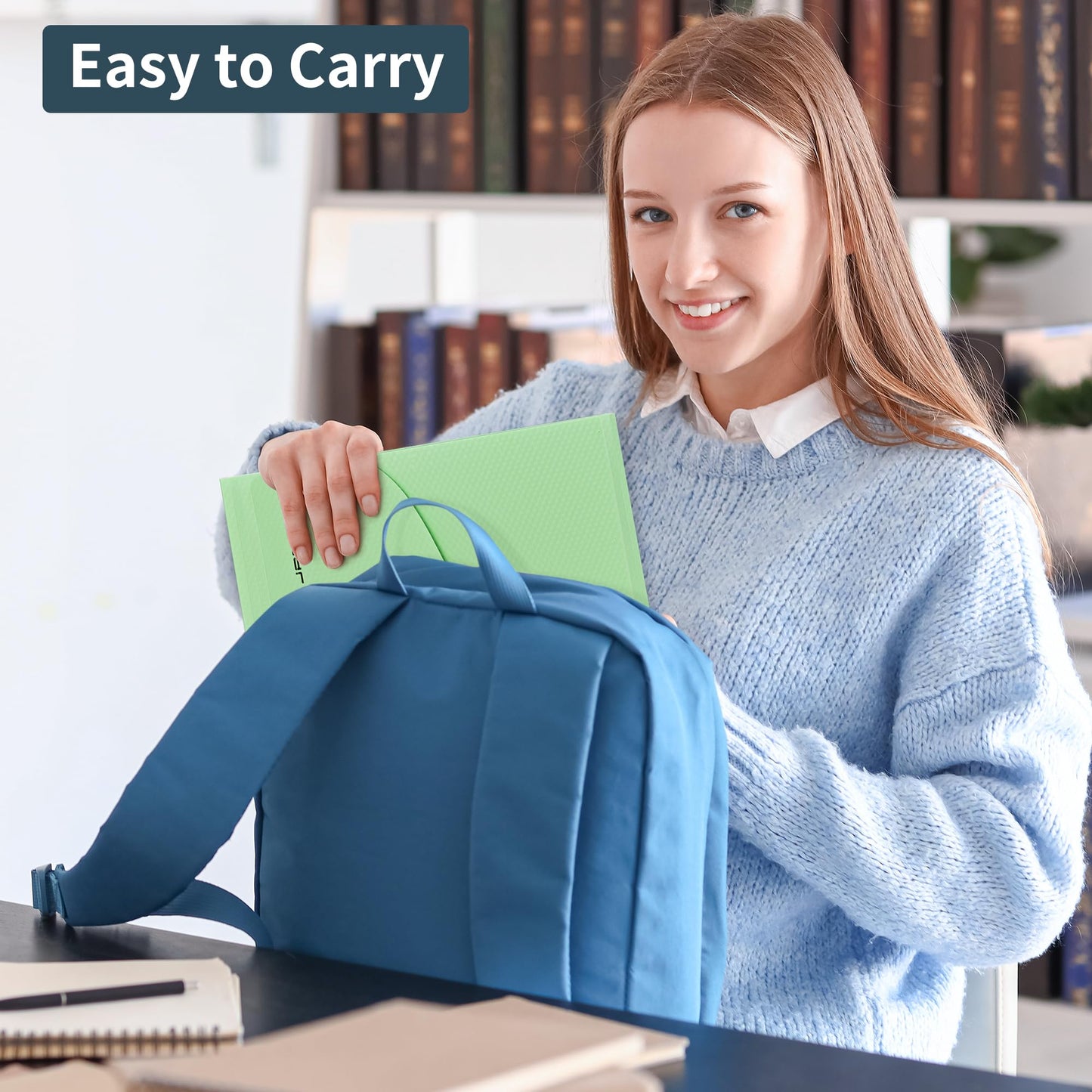 JARLINK 7 Pockets Expanding File Folder, A4 Accordion File Folders with 12 Labels, Cute Paper Organizer, Portable Document Organizer for College School Office Supplies, Macaron Blue & Macaron Green