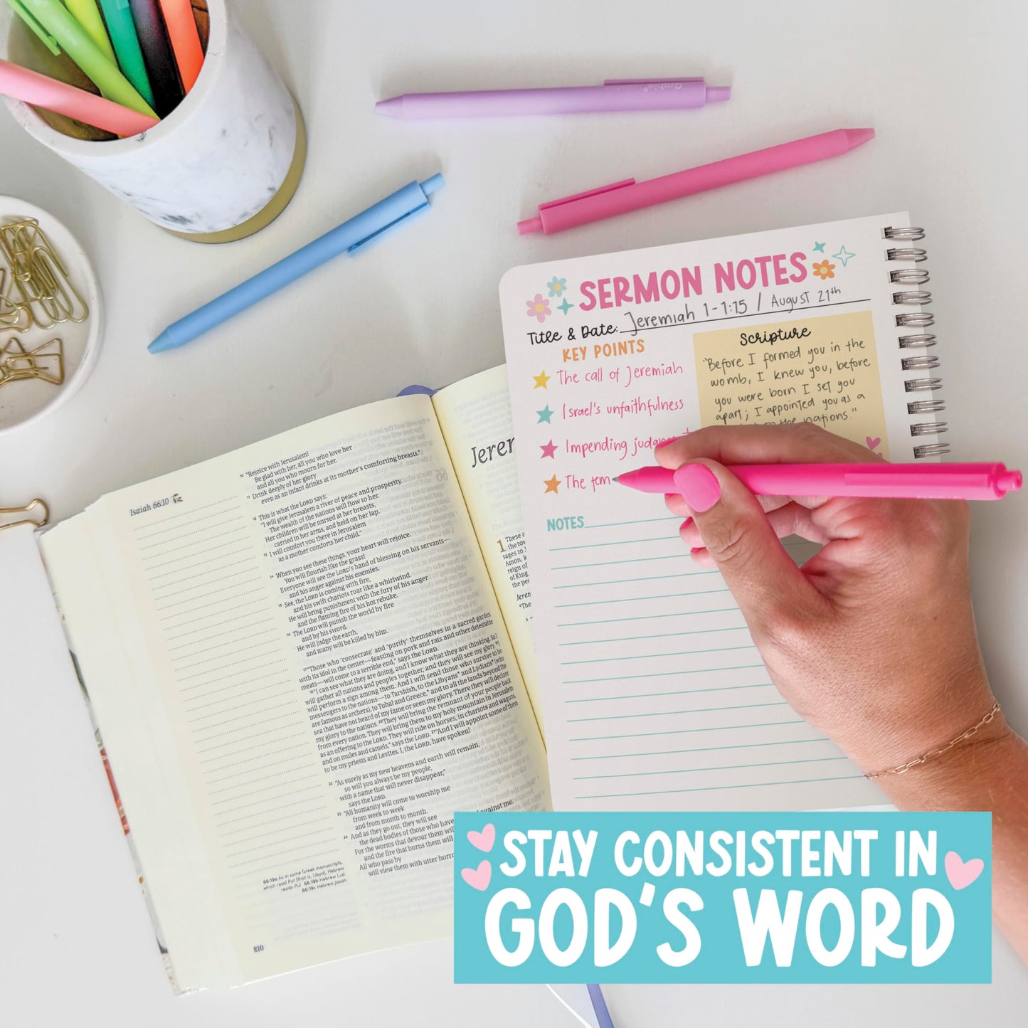 Guided Bible Study Journal for Women - Bible Journal for Women, Sermon Notes Notebook, Church Notes Journals, Scripture Study Supplies and Journaling Kit, Christian Graduation Gifts