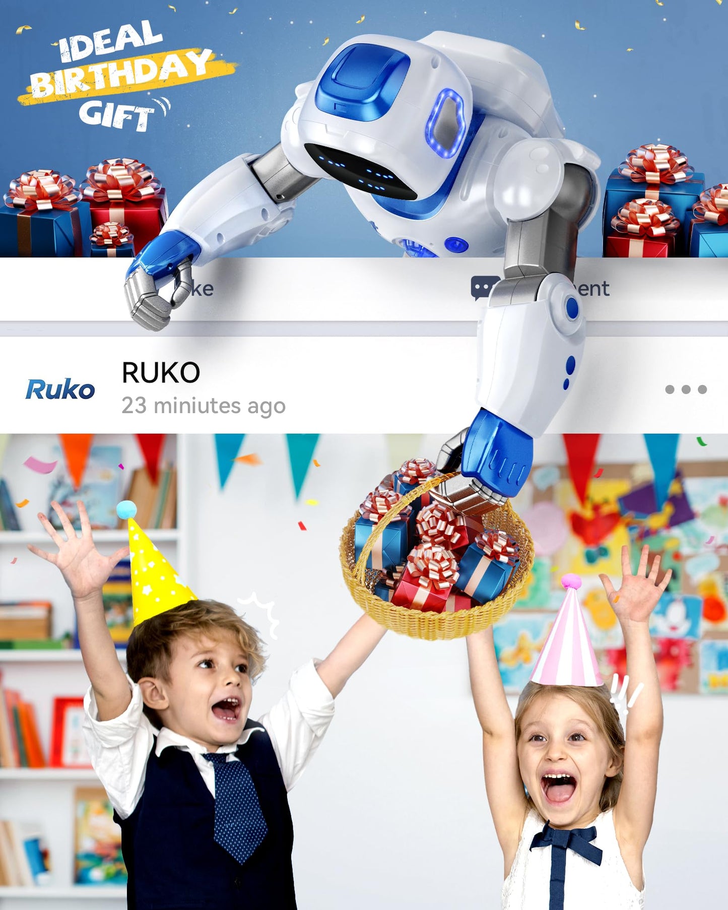 Ruko 1088 Smart Robots for Kids, Large Programmable Interactive RC Robot with Voice Control, APP Control, Present for 4 5 6 7 8 9 Years Old Kids Boys and Girls