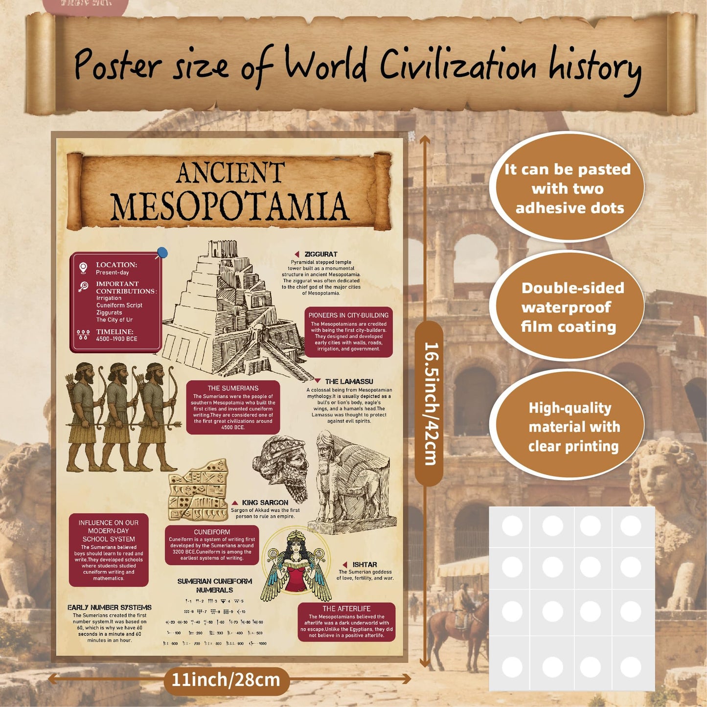 Sruchy 18 Culture Posters for Classroom, 11x17in World History Educational Posters, Ancient Civilizations History Timeline Poster for School Hallways, Home Study Room, Library, Teaching Gifts