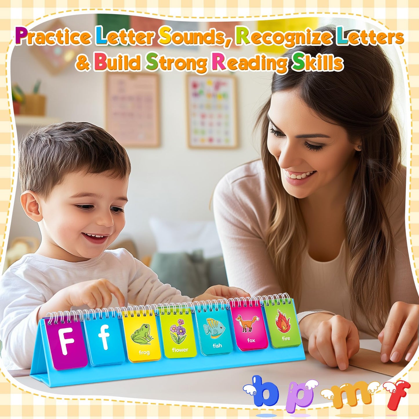 Laffunz Alphabet Learning Flip Chart Toddler ABC Learning Toys for Kids Ages 3-5, Matching Letter Game Lowercase & Uppercase Alphabet Flash Cards, Kindergarten Preschool Classroom Learning Activities