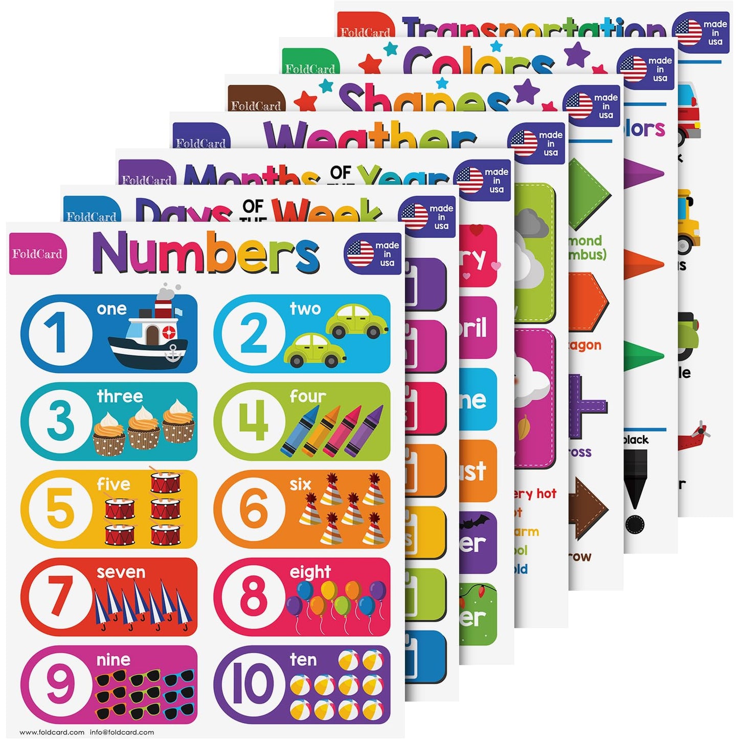 Beginner Bundle – 7 Educational Posters – Classroom and Homeschool Learning Chart Decorations and School Supplies Materials, Preschool to Grade 3 | Printed on Durable and Glossy Cardstock | 8.5" x 11"