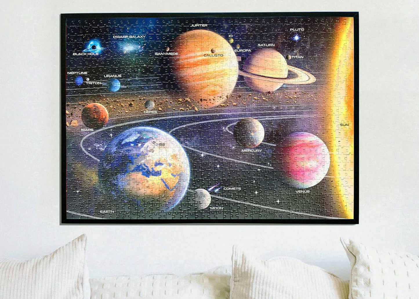 A2PLAY Solar System Space Puzzle for Adults, 1000 Piece Jigsaw Puzzle & Bonus Space Fact Poster, Premium Materials, 27.5 x 19.7 in
