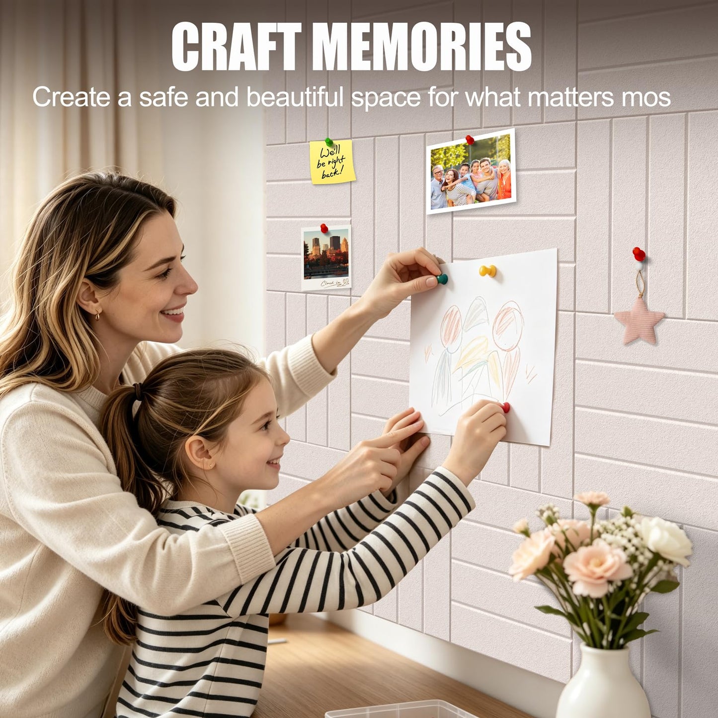 Sesiyoiu 12-Pack Felt Bulletin Board, 47.2" x 35.4" Large Cork Board Alternative for Walls Decor, with 60 Pushpins, 70 Damage-Free, Thick Pin Board for Office, Home, Classroom - Oatmeal