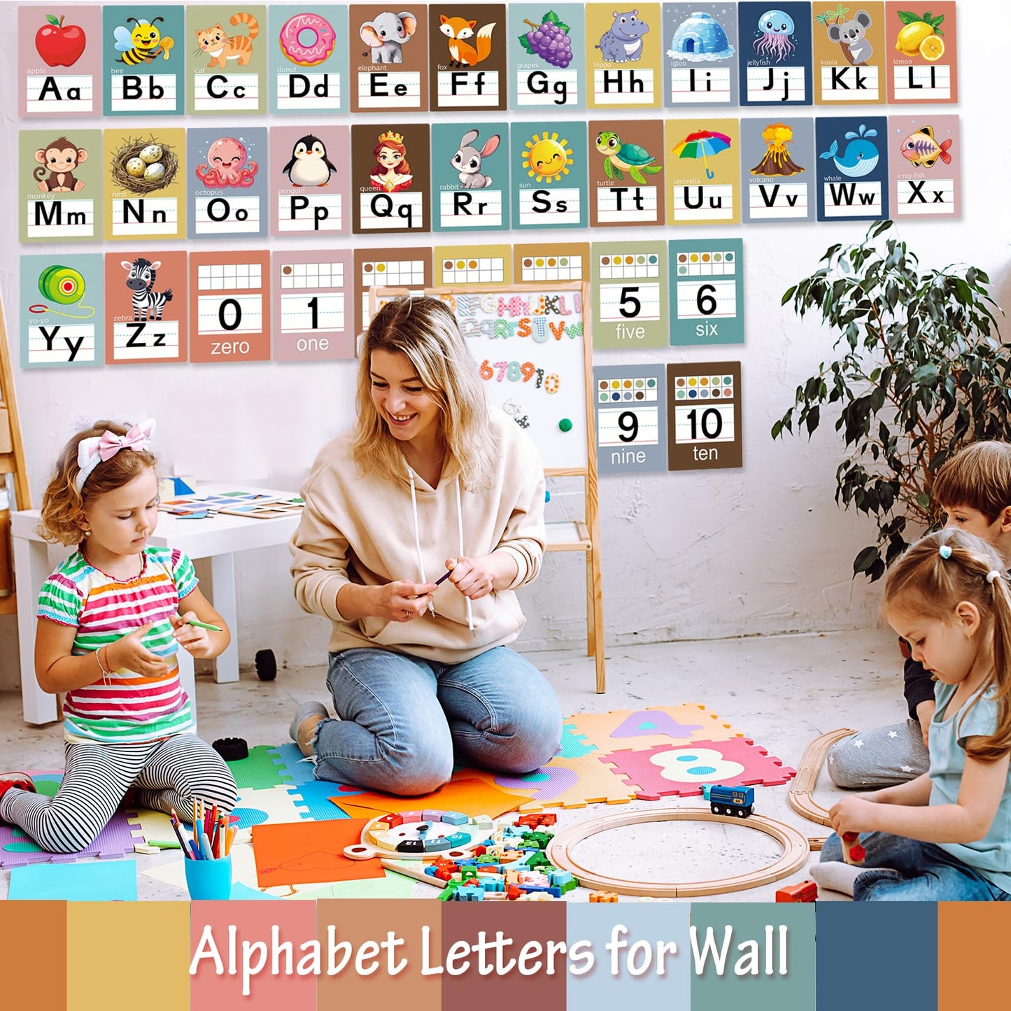 Adduster Alphabet Letters for Wall - ABC Alphabet Poster Classroom Wall Alphabet Alphabet Wall Chart Kindergarten Elementary Classroom Wall Decor Daycare Homeschool Supplies (Bohemia)