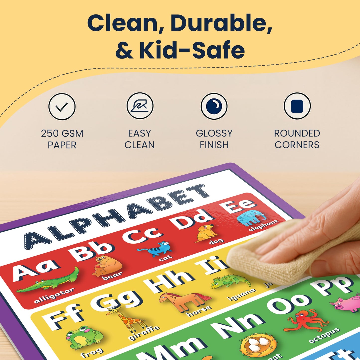 RYVE Educational Posters for Kids – 18 Laminated Preschool Posters for Classroom, Alphabet Poster, Numbers, Shapes – Toddler Learning Posters 1-3, Kindergarten, Homeschool Decor, Preschool Must Haves