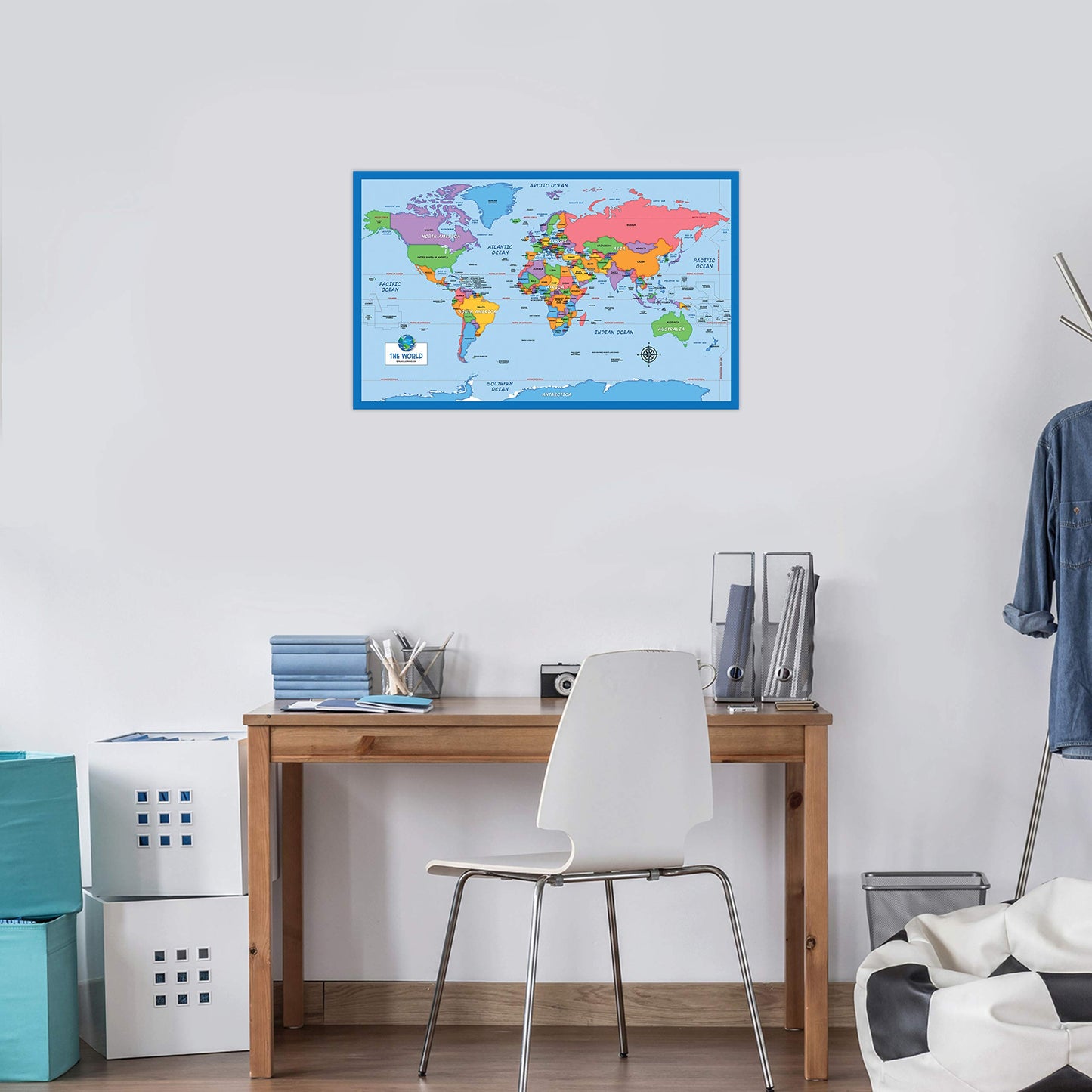 3 Pack - Solar System Poster for Kids [Long] + Simplified USA & World Map Set [Blank] (LAMINATED, 18" x 29")