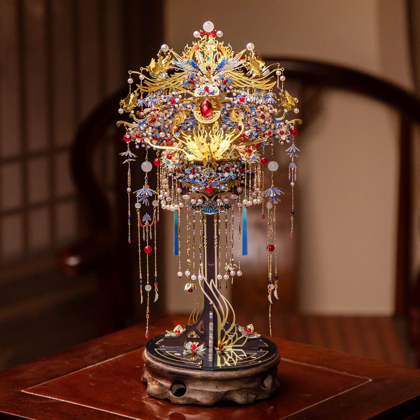 MU Phoenix Crown 3D Metal Puzzles, Chinese Ancient Gemmy Coronet Model Kits Building for Adult, Birthday Wedding Gift Home Decoration