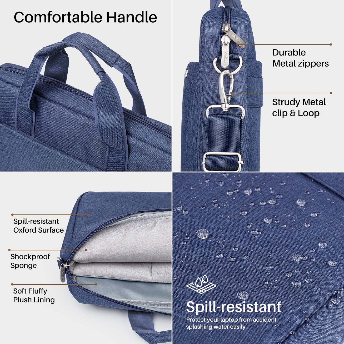 BAFFINA Laptop Shoulder Bag 15.6 16 Inch Business Gifts for Men Women,Laptop Briefcase for 14“ 15” 16“ MacBook/Notebook Hp Dell Asus,Waterproof Computer Carrying Case Messenger Bag with Strap,Blue