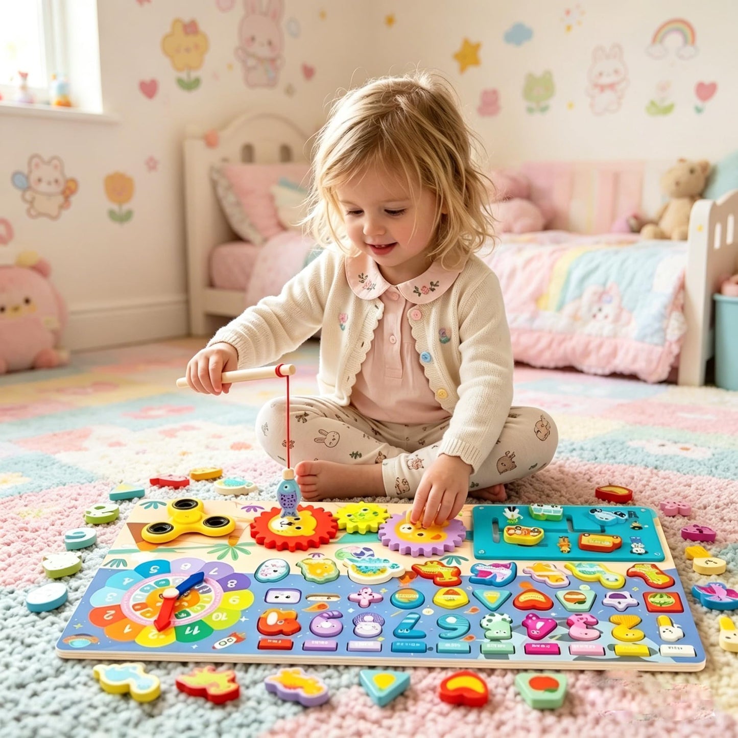 Wooden Busy Board for Toddles,Wooden Puzzles for Toddlers Ages 3-5,Early Educational Toys,Preschool Educational Activities & Educational Toys,Great Preschool Gifts for Girls & Boys