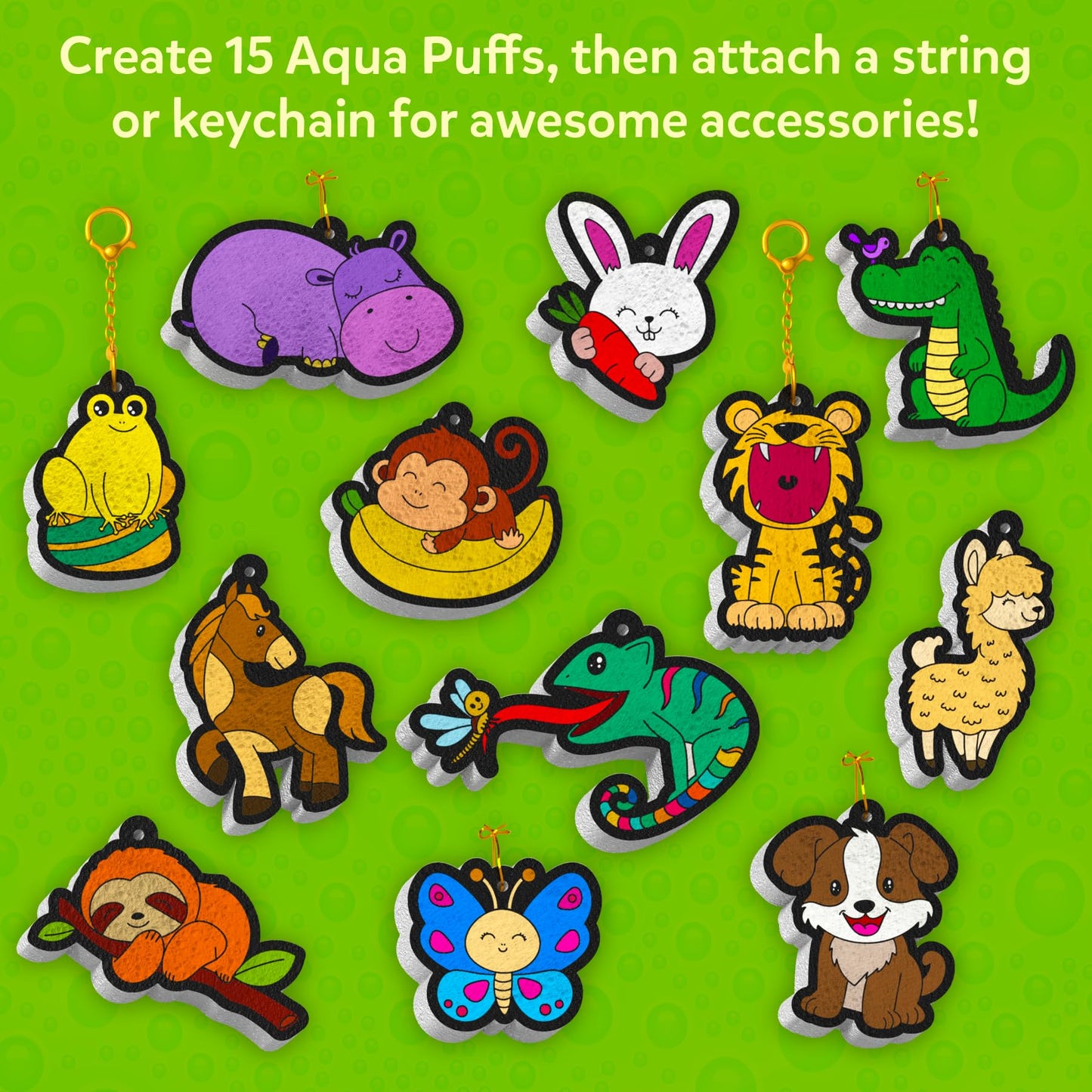 Skillmatics Aqua Puffs - 3D Art Kit, Animals, Mess-Free Paint by Number Craft for Kids, DIY Color Activity, Screen-Free Entertainment, Travel & Creative Gift for Girls & Boys Ages 4, 5, 6, 7, 8, 9, 10