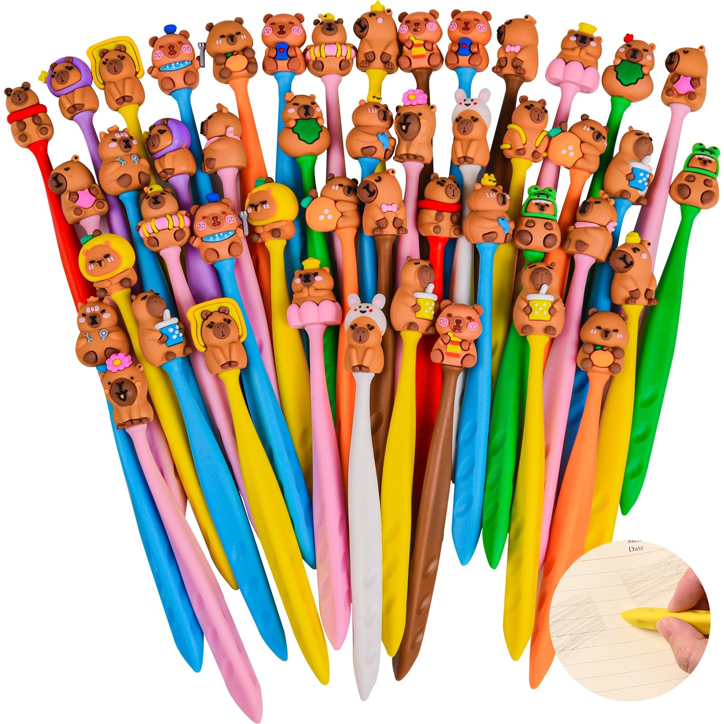 48 Pcs Cute Capybara Bobblehead Eraser for Pencils Kawaii Erasers Cute Fun Cartoon Erasers Supplies Birthday Classroom Gifts