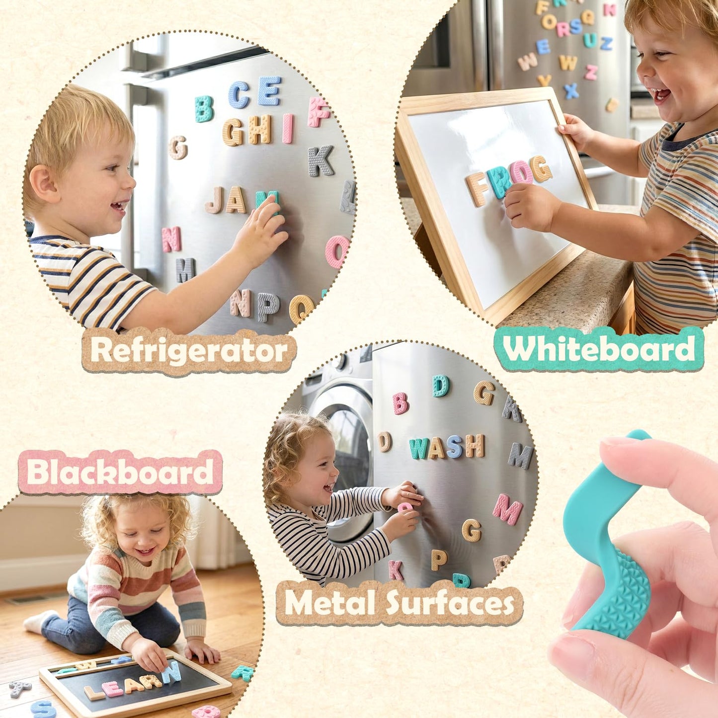 Sensory Silicone Alphabet Magnetic Letters: 26 Uppercase ABC Fridge Magnets for Toddlers & Kids, Preschool Learning Spelling Alphabet Magnets, Refrigerator Magnets Birthday Gifts for Boys Girls