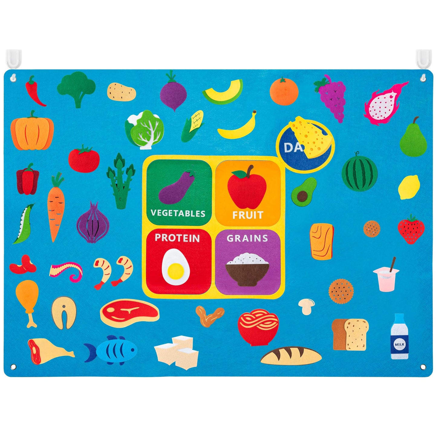 WATINC My Plate Felt Board for Kids - 3.5Ft Large 53Pcs Food Groups Learning Toy Set, Healthy Eating Flannel Board Preschool Educational with Fruits Vegetables Grains Protein for Classroom Homeschool