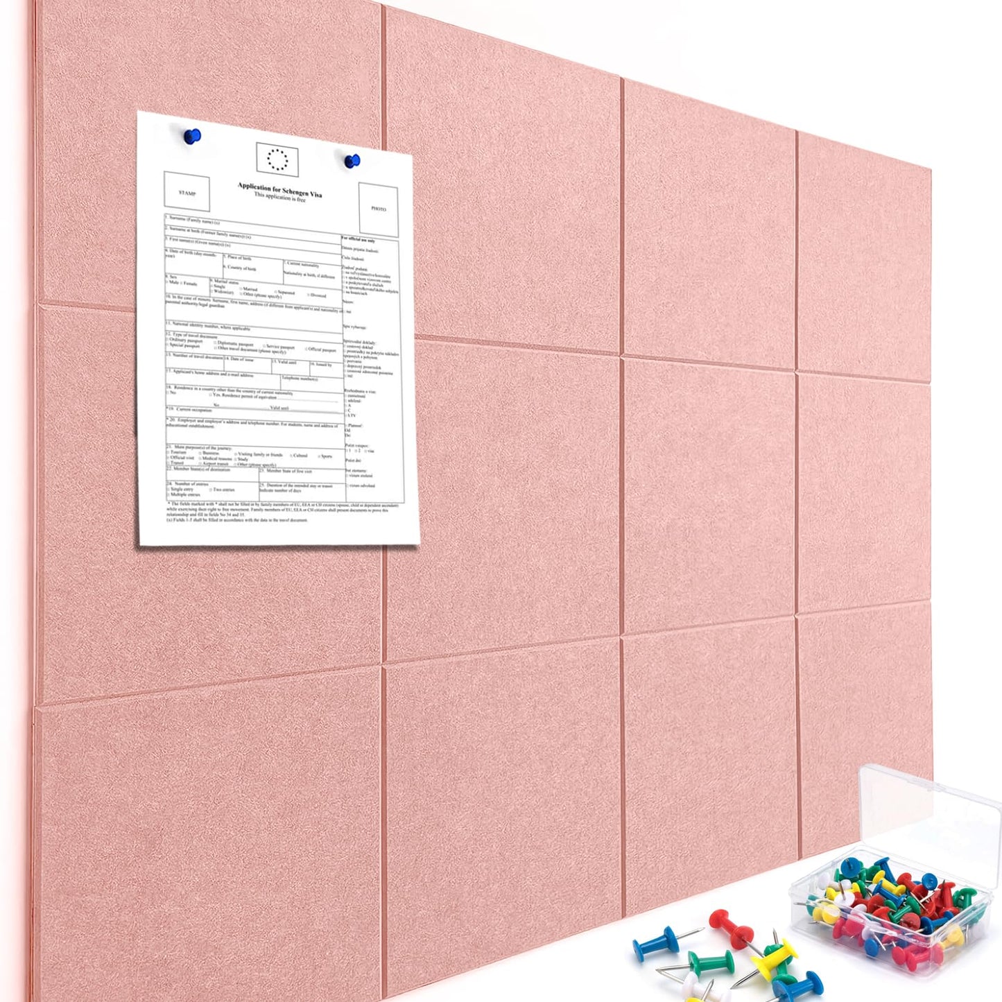Cork Boards for Walls 48" x 36" Felt Board Alternative, 12 Pack Felt Wall Tiles Bulletin Board, Large Cork Board for Office Pin Board Tack Board Cork Boards