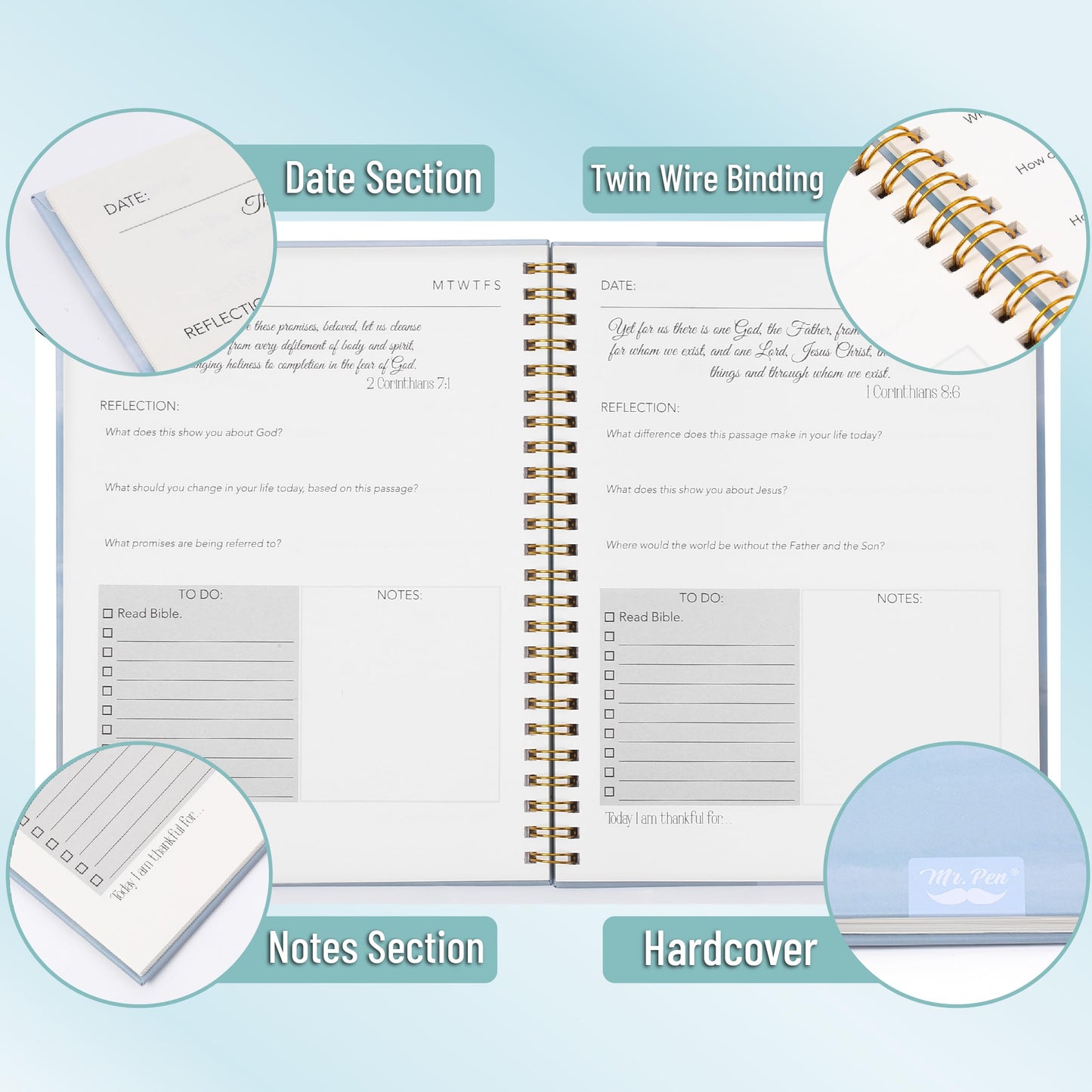 Mr. Pen- Bible Journaling Kit for Women, Bible Highlighters and Pens No Bleed, Notes, Tabs, Washi Tape & Journal for Devotions, Prayer & Christian Gifts