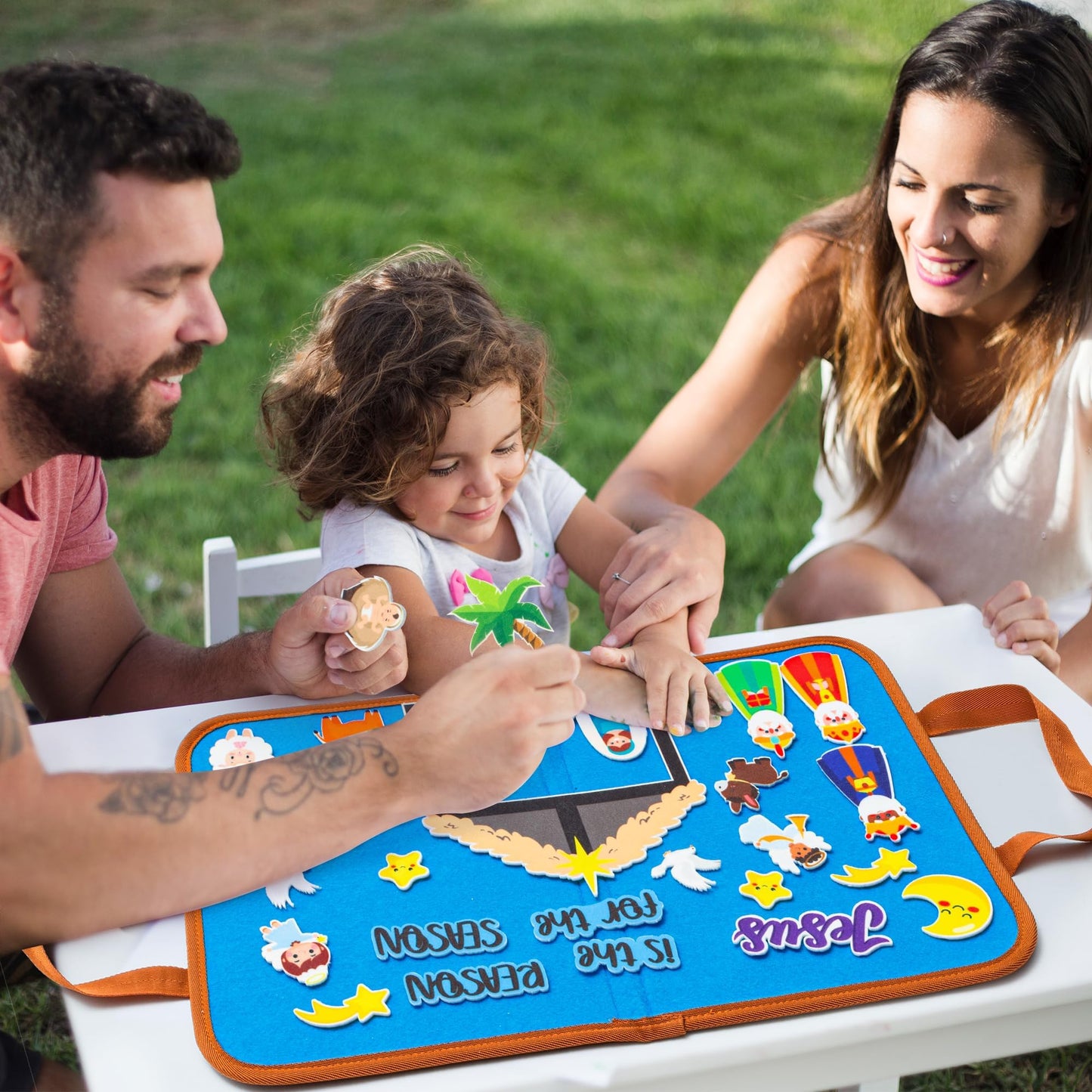 WATINC Travel Felt Board Story Set - 28PCS Portable Felt Board Educational Birthday Gift for Boys & Girls, Themed Storytelling Preschool Early Learning Interactive Play Kit for Toddler (Nativity)
