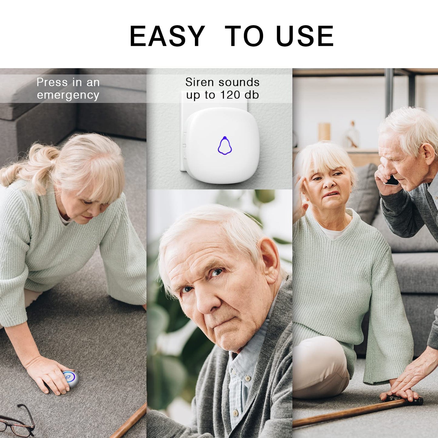 Wireless Caregiver Pager, Medical Alert Systems with 3 Call Buttons and 3 Receivers for Seniors/Elderly at Home, Emergency Panic SOS Call Bell, Nurse Calling & Patient Assistance Alert