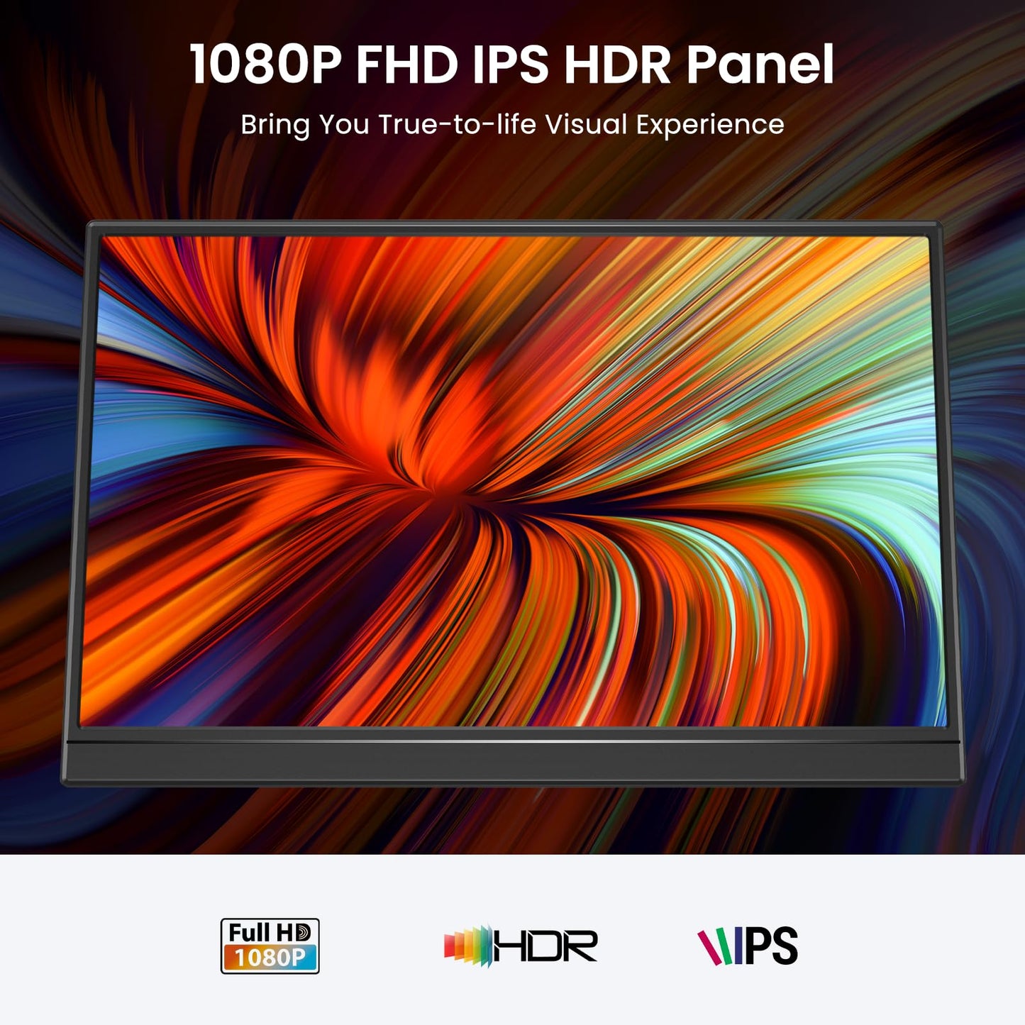 KQC Portable Monitor 15.6" 1080P FHD IPS Display, Ultra-Slim USB-C HDMI Travel Monitor with Kickstand, Zero Bezel Screen Extender for Laptop, Mac, Phone, PS, Xbox, Switch Gaming