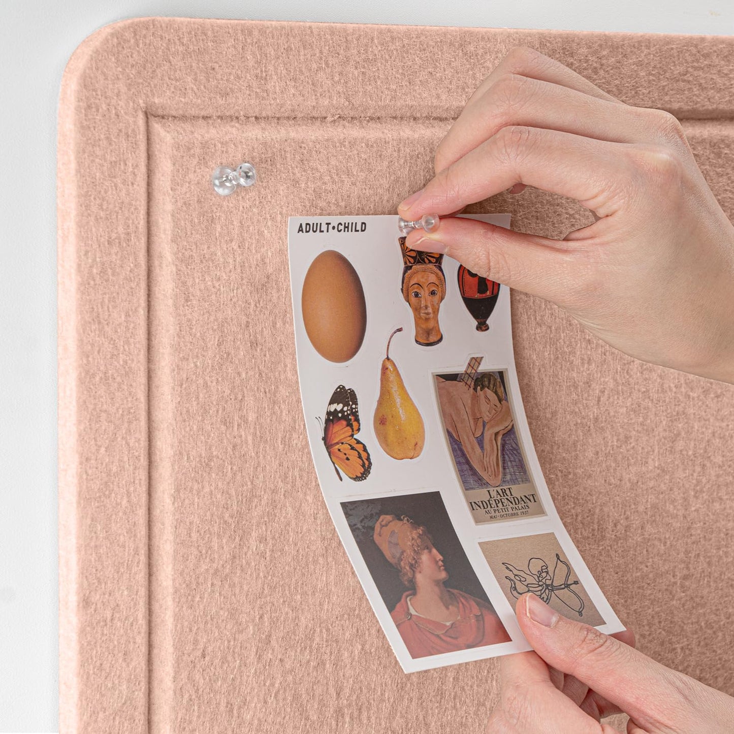 Lightomorrow Bulletin Board, 36 x 24 inches Felt Board - Decorative Pin Board, Cork Board Alternative for Wall, 3' x 2' Foldable Self-Adhesive Vision Board Prayer Board with 20 Pushpins - Mauvey Pink