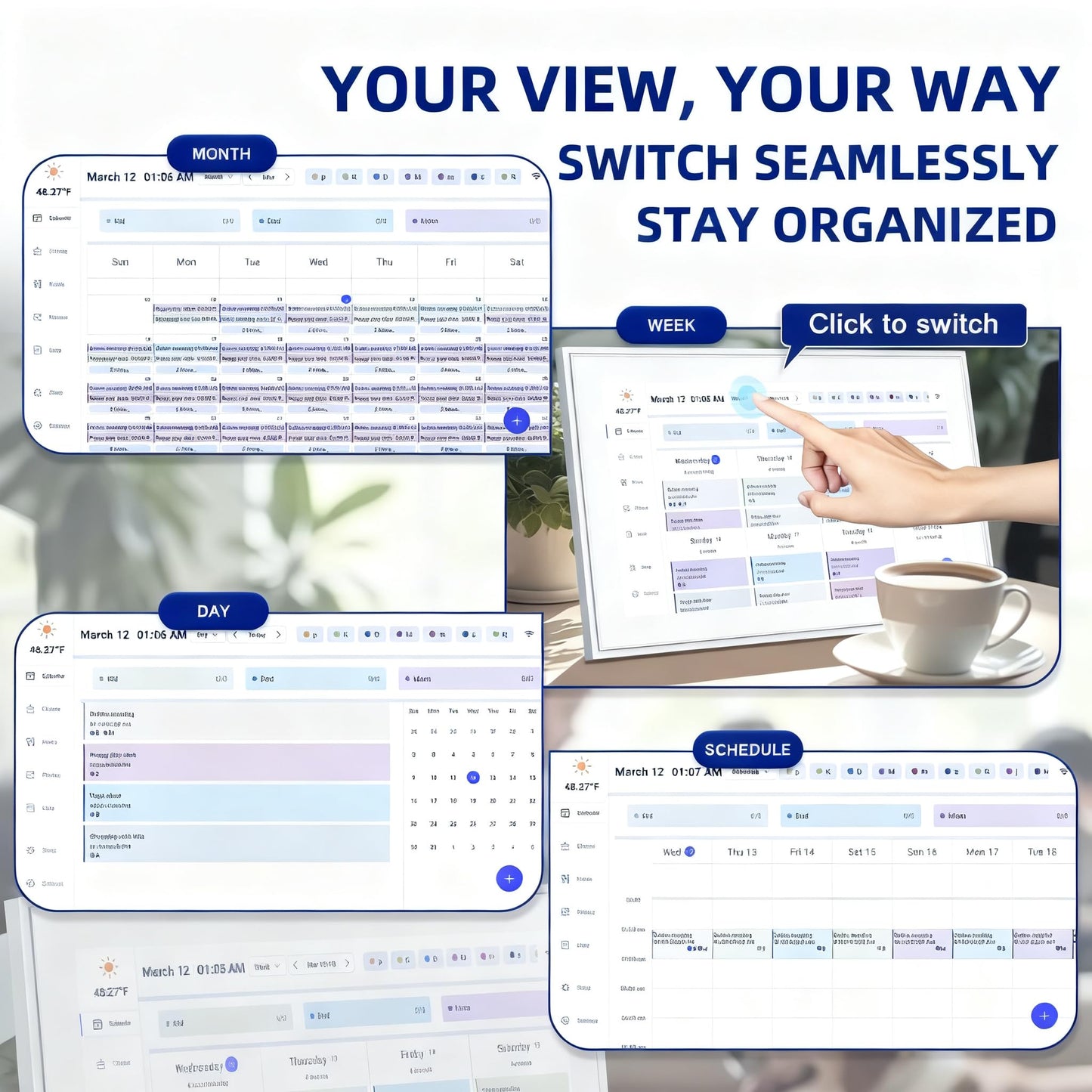 10.1 Inch Digital Calendar with Chore Rewards – Smart Electronic Family Organizer, Touchscreen, Meal Planner & Photo Frame, Syncs with Google/iCloud, for Wall or Desk, White