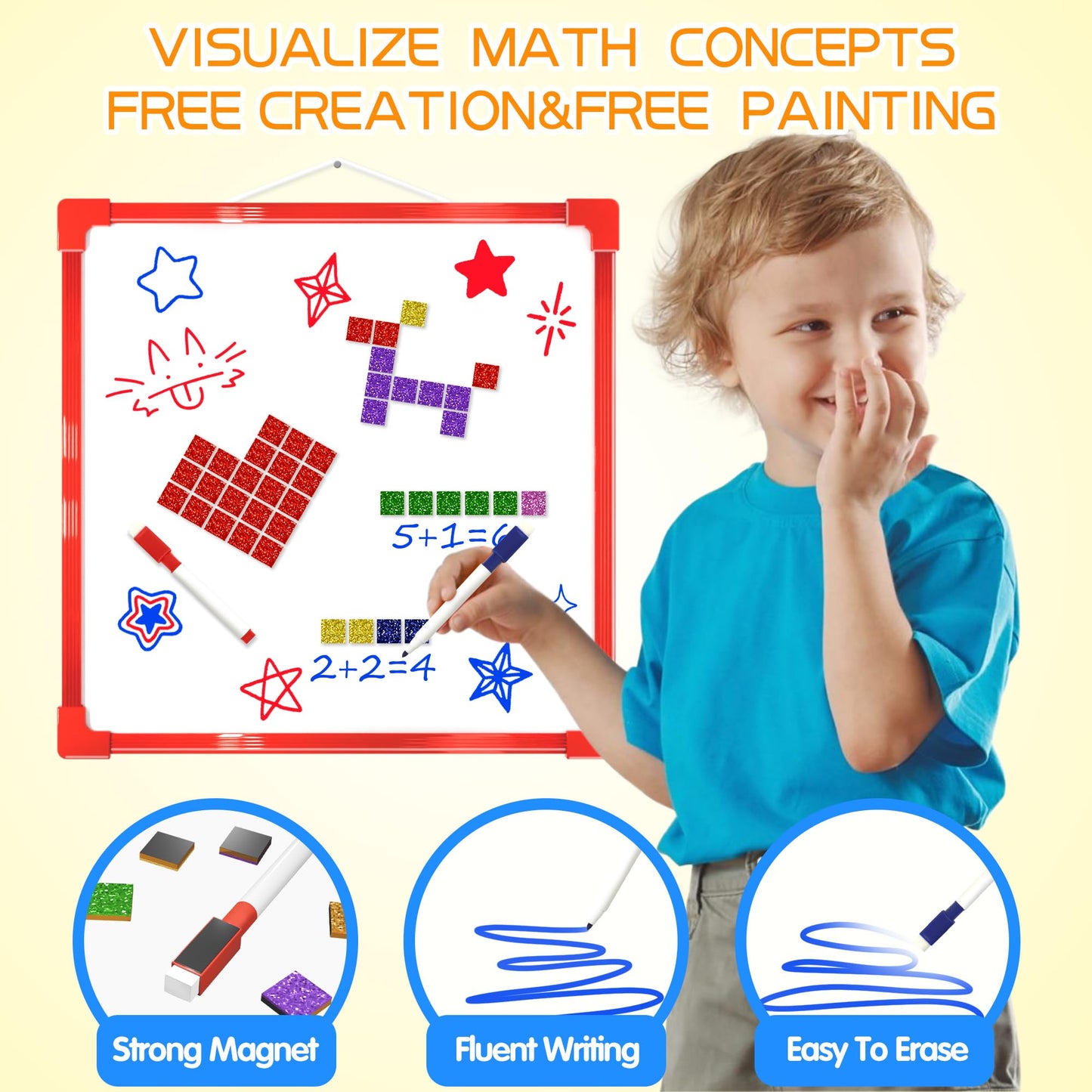GLEEHAPY Learning Educational STEM Toy,Mosaic Magnetic Puzzle,300 Foam Building Blocks with 20 Patterns,Math Counting Activities, Montessori Sensory Art Kit Gift for Boy Girl Kids 4 5 6 7+