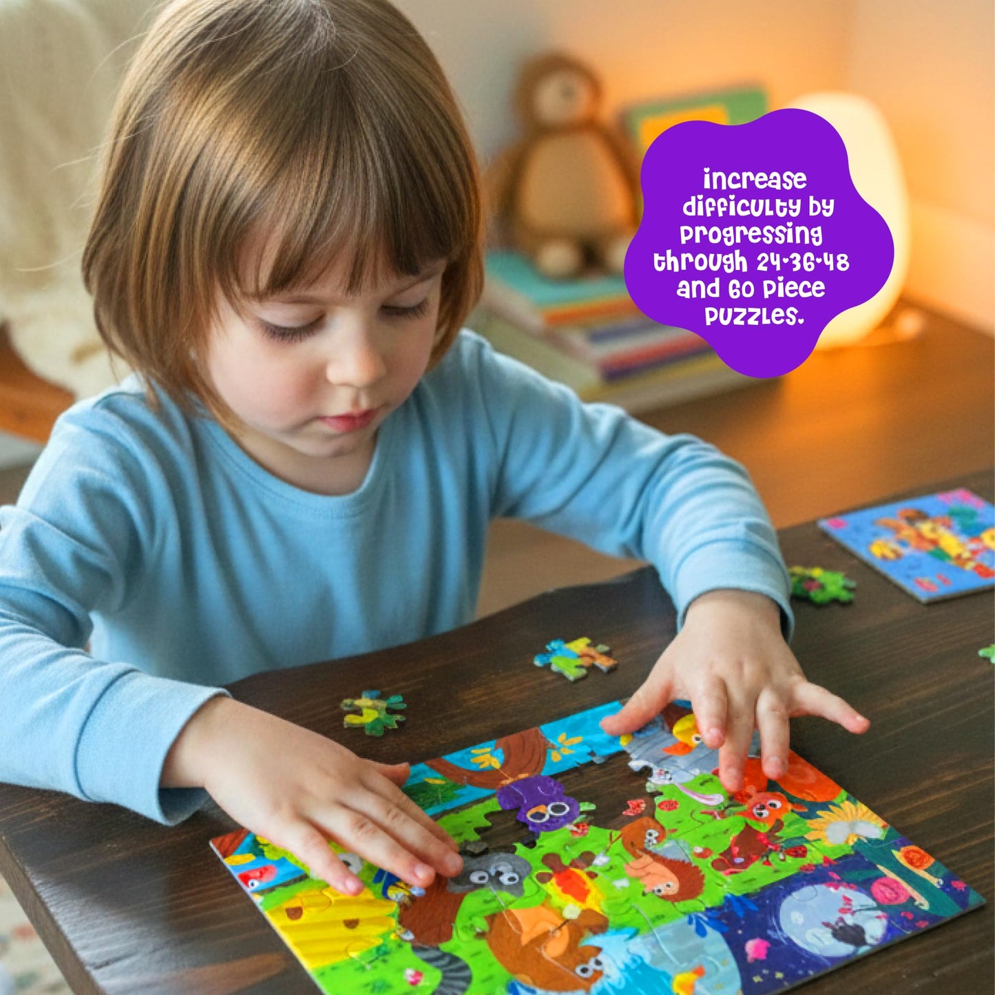 Dinomini Floor Puzzles for Toddlers 4-in-1 Value Pack - 4 x Puzzles for Toddlers 2-4 - 24, 36, 48 & 60 Pieces - Preschool Learning Activities - Learning & Educational Toys