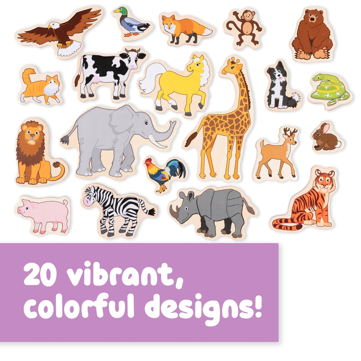 Spark & Wow Wooden Magnets | Animals | Magnets for Kids Ages 2+ | Open-Ended Play | Adhere to Fridges, Whiteboards and More