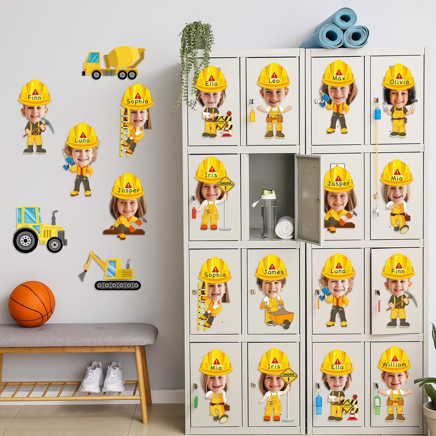60pcs Construct Theme Cutouts Construction Helmet Bulletin Board Decorations Construct Paper Cut-Outs Classroom Decor for Boy Girl Classroom DIY Craft Photo Kindergarten Preschool Wall Door Supplies
