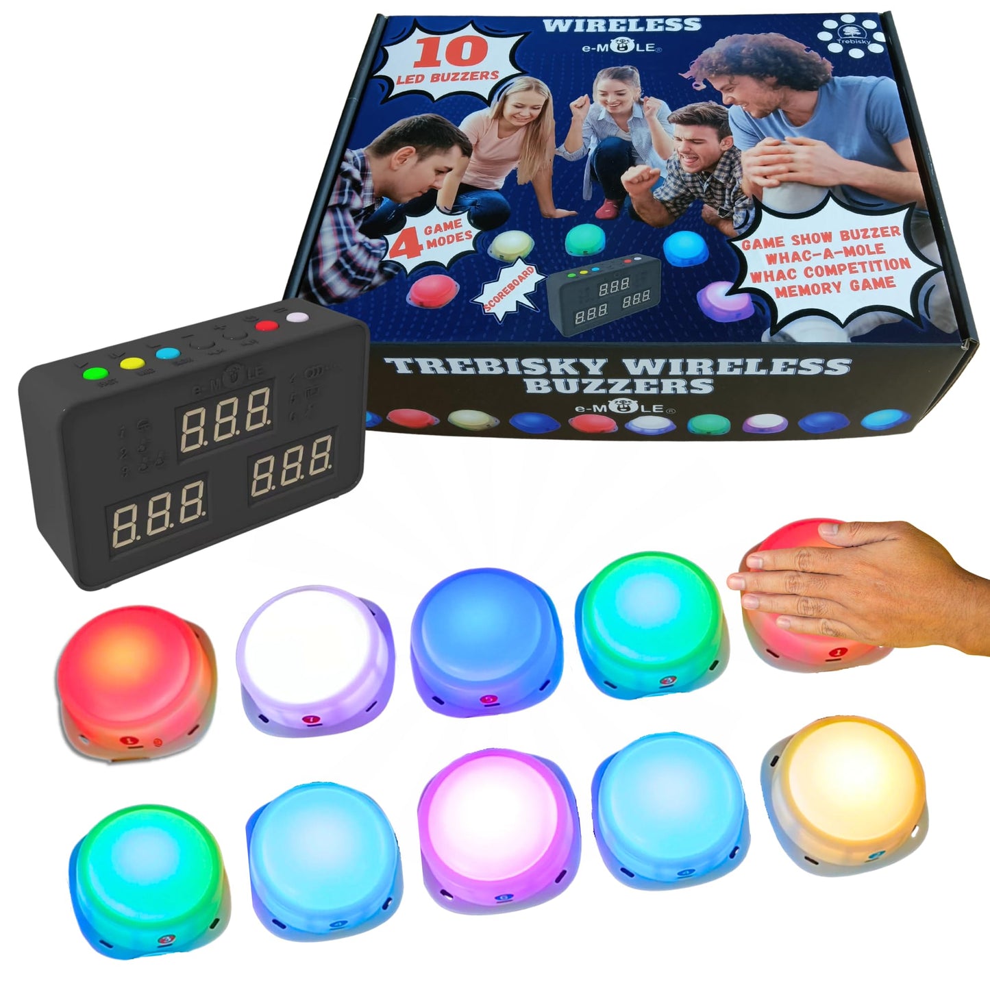 Trebisky Wireless Buzzer System for Game Show Emole 10 Players (10-Buzzer System)
