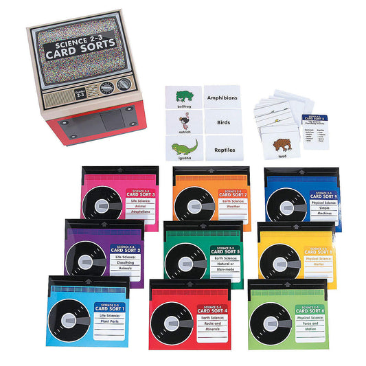 Fun Express Science Card Sorts Set 2-3 - 198 Pieces - Educational and Learning Activities for Kids