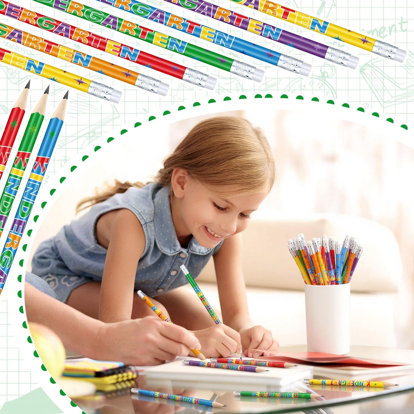 AmazingSpark 48 Pack Kindergarten Pencils for Kids Cute Pencils and Erasers for Back to School Supplies List for I'm Going to Kindergarten Spring Semester Year 2027 First Day of Classroom Reward Gift