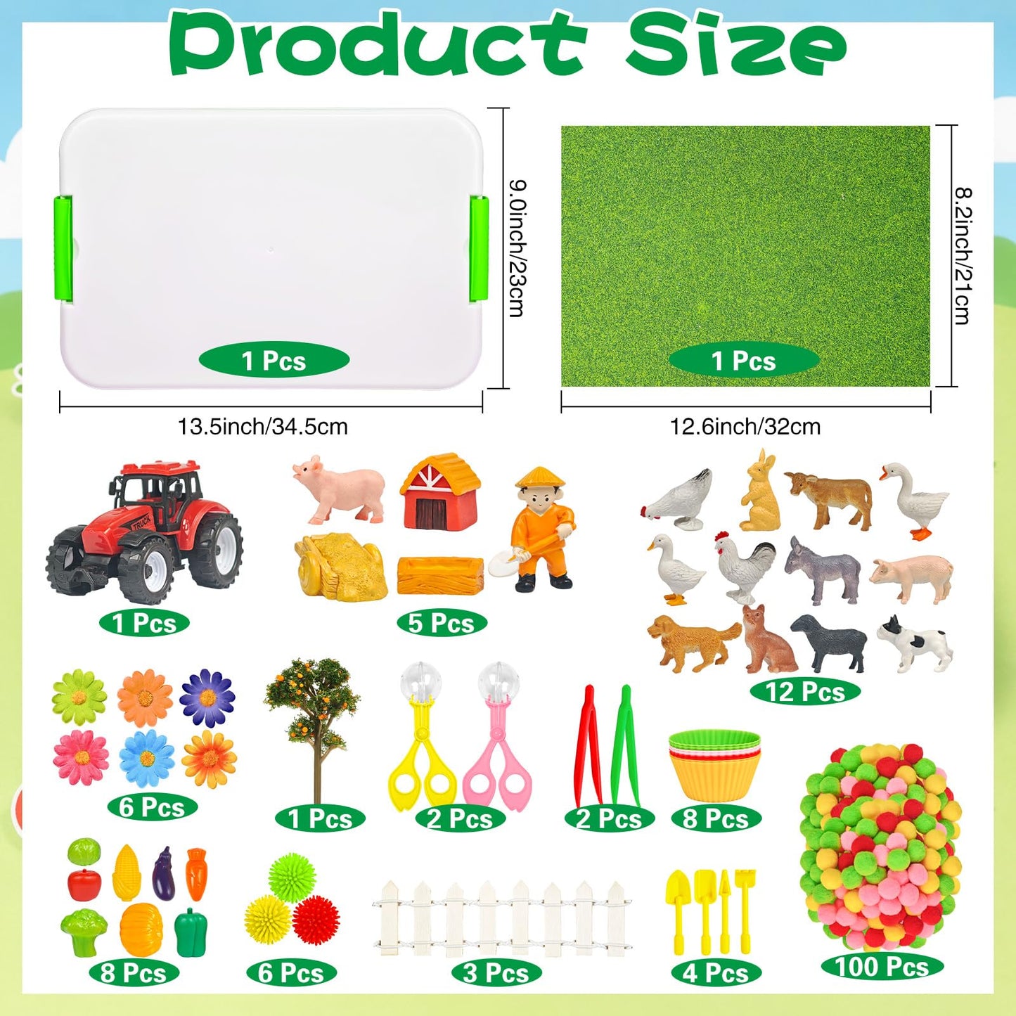 Cinrobiye 159 Pcs Farm Animal Sensory Bin Fillers Set with Storage Box, Barnyard Animals, Tractor and Farmhouse Accessories for Farm Sensory Bin, Classroom Activities, Home Projects and Theme Setup