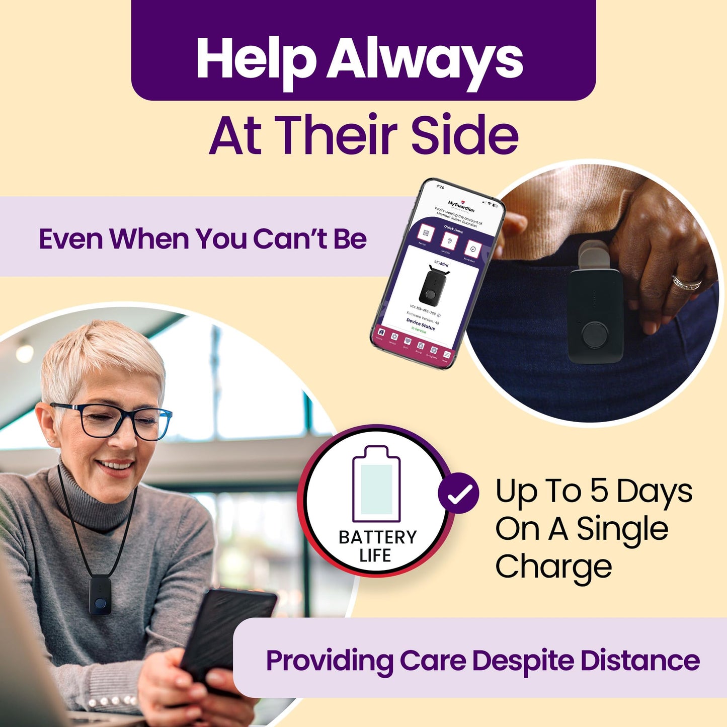 Medical Guardian MGMini | Get Help Instantly & Stay Independent | Medical Alert Device for Seniors | 24/7 Monitoring, GPS Tracking, Emergency Button | Subscription Required | Black