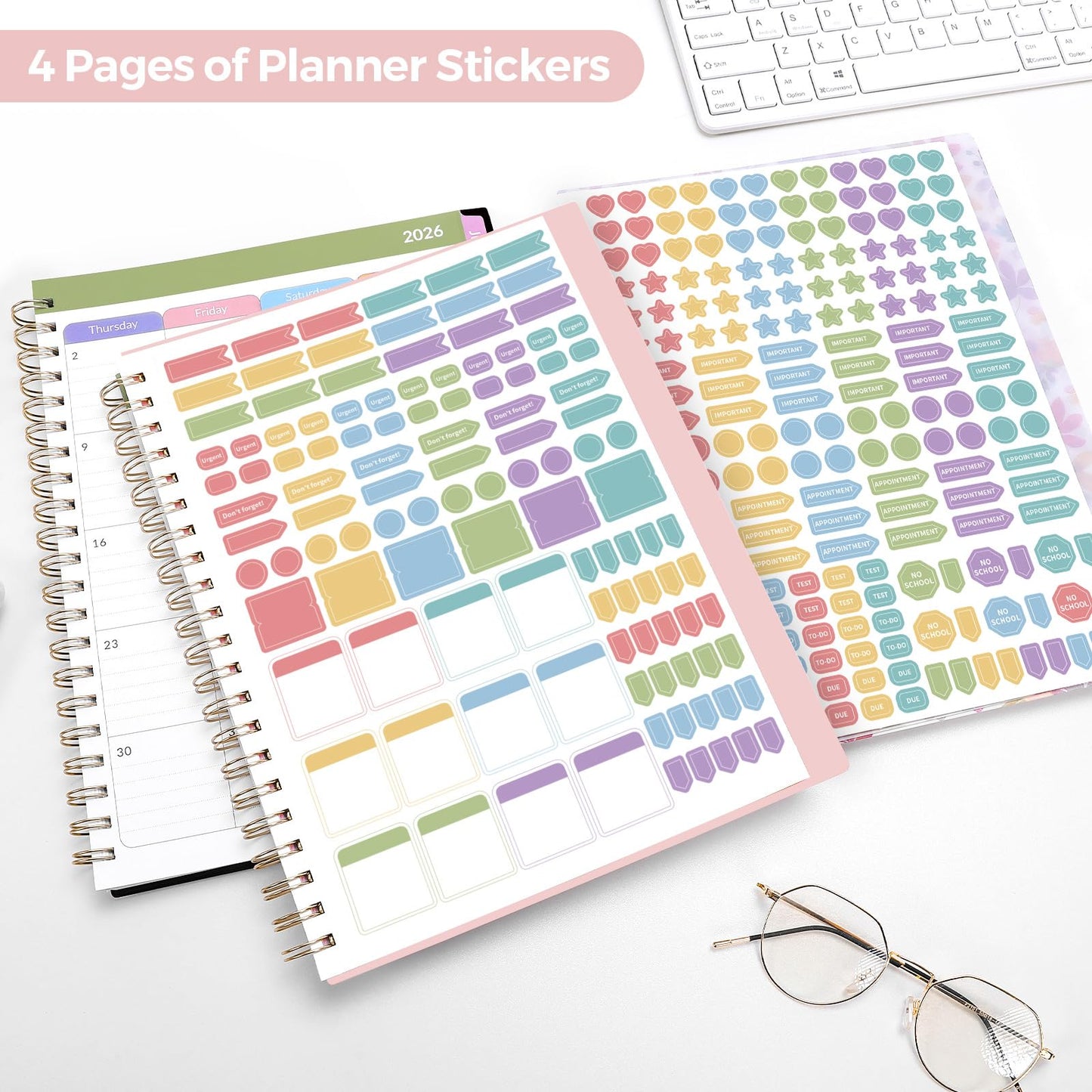 SKYDUE Teacher Planner 2026-2027 Academic Year, 8.5" x 11" Lesson Plan Book, July 2026-June 2027, 162 Pages, Monthly Tabs, Stickers, Weekly Lesson Planning, Student Tracking & Classroom Organization, Pink