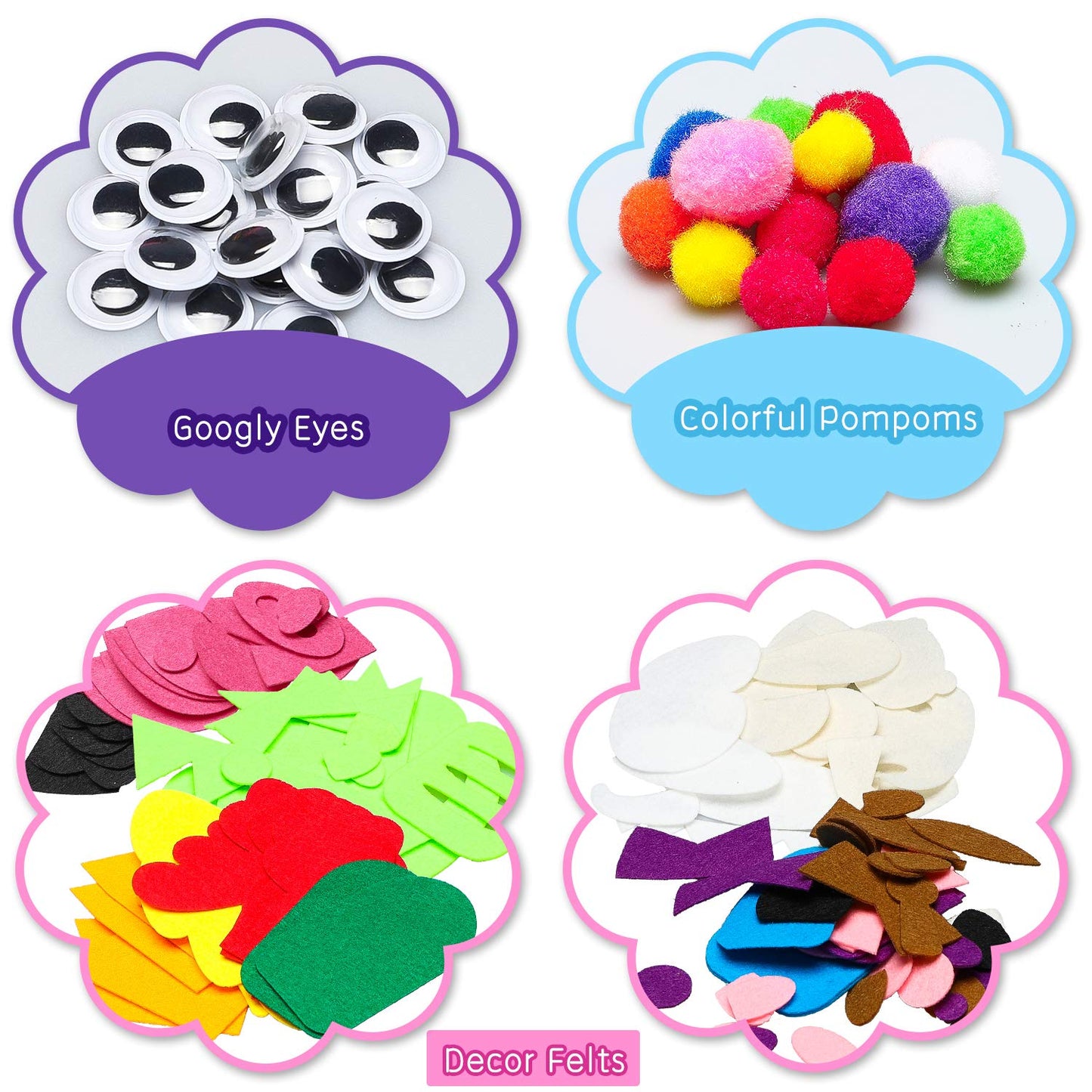 WATINC 6Pcs Hand Puppet Making Kit, Art Craft Felt Sock Puppet Toys, Creative DIY Make Your Own Pompoms Wiggle Googly Eyes Storytelling Role Play Party Supplies Gift for Girls Boys (Animals)