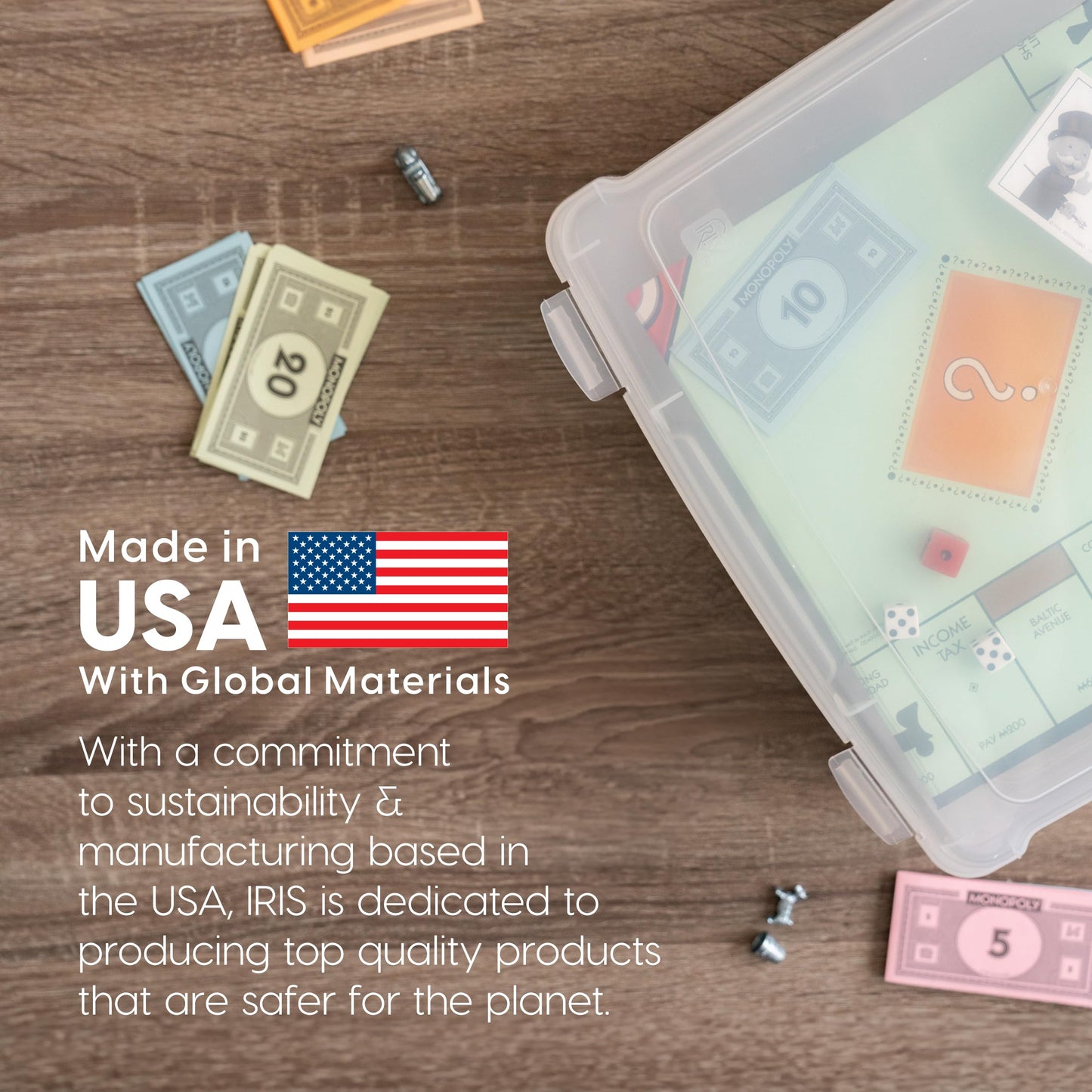IRIS USA Board Game Storage Containers, 6-Pack |Made in USA| Organizers with Built-In Handle & Snap-Tight Lid for Puzzles, Scrapbook, and Fits 8.5" x 11" or A4 Papers, Thick - Clear
